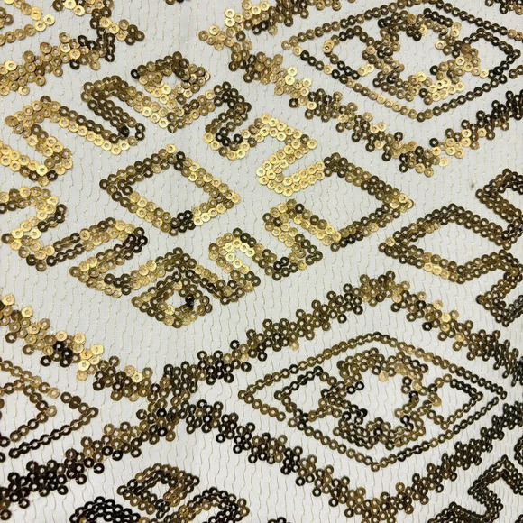 DYNAMITE White  and gold sequin mini skirt - Picture 7 of 8